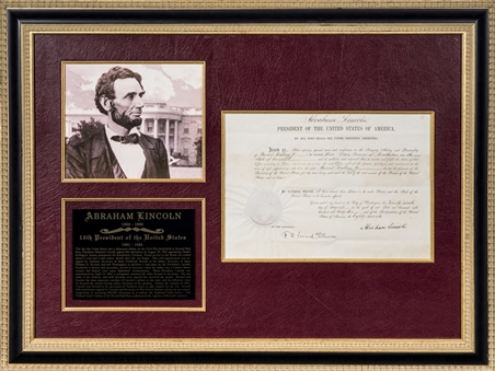 1862 Abraham Lincoln Signed Official Document in 32x24 Frame Display (PSA/DNA MINT 9)